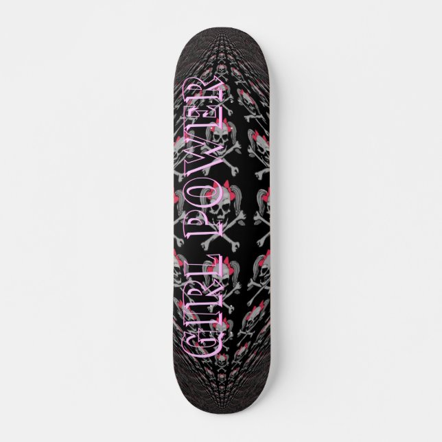 Ponytail skull tile skateboard deck (Front)