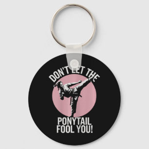 Ponytail Warrior Girls Martial Arts 1  Keychain