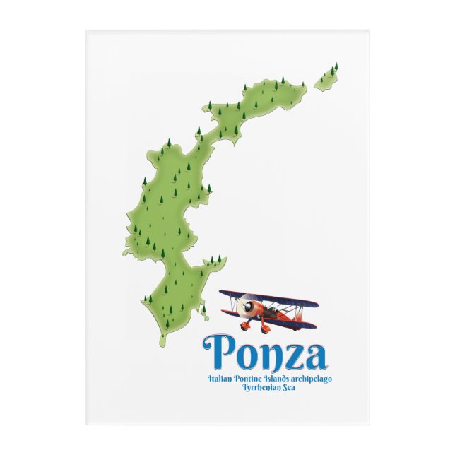 Ponza Italian island map. Acrylic Print (Front)