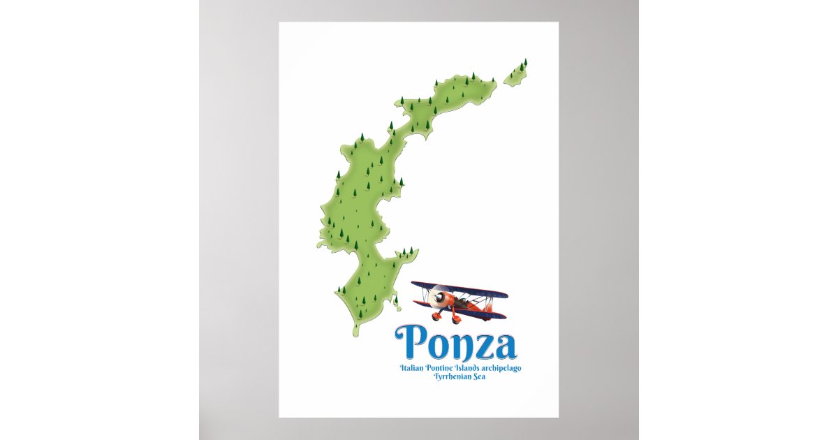 Ponza Italian island map. Poster | Zazzle