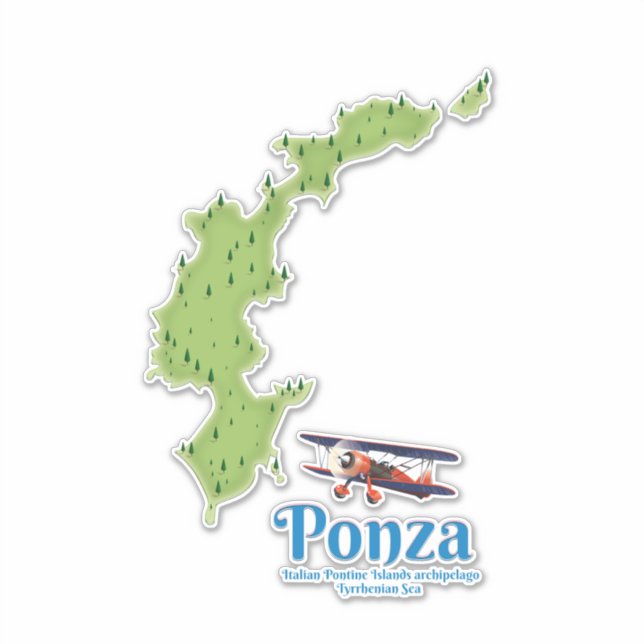 Ponza Italian island map. Sticker (Front)