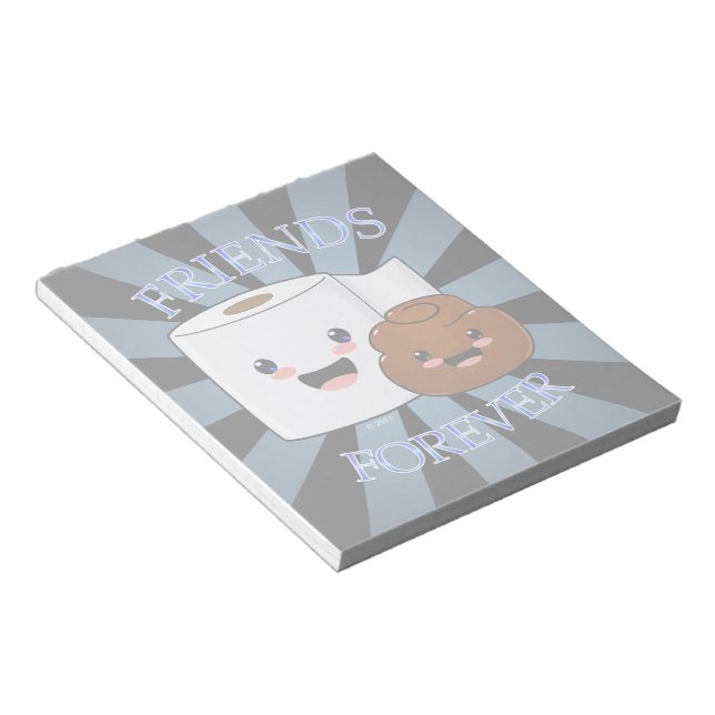 Poo and Toilet Paper Friends Forever Notepad (Angled)