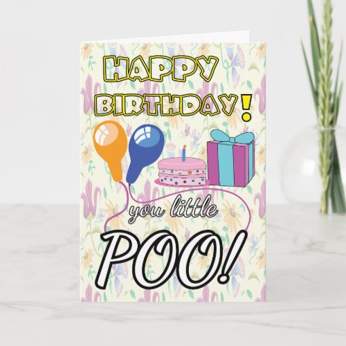 POO Balloons kids happy birthday Card