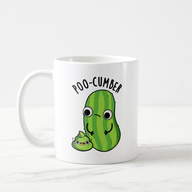 Poo-cumber Funny Cucumber Pun  Coffee Mug (Left)