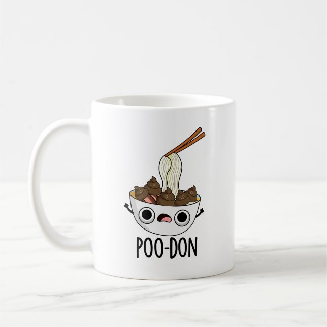 Poo-don Funny Udon Pun  Coffee Mug (Left)