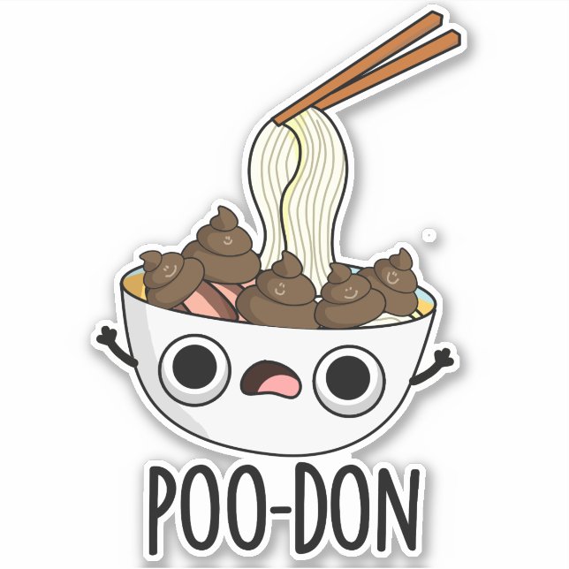 Poo-don Funny Udon Pun  Sticker (Front)