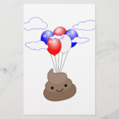 Poo Emoji Flying With Balloons (Front)