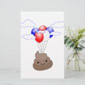 Poo Emoji Flying With Balloons (Standing Front)