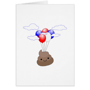 Poo Emoji Flying With Balloons