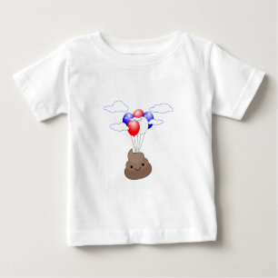 Poo Emoji Flying With Balloons Baby T-Shirt