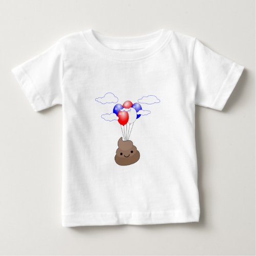 Poo Emoji Flying With Balloons Baby T_Shirt