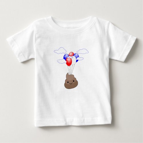 Poo Emoji Flying With Balloons Baby T_Shirt