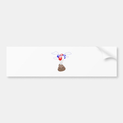 Poo Emoji Flying With Balloons Bumper Sticker