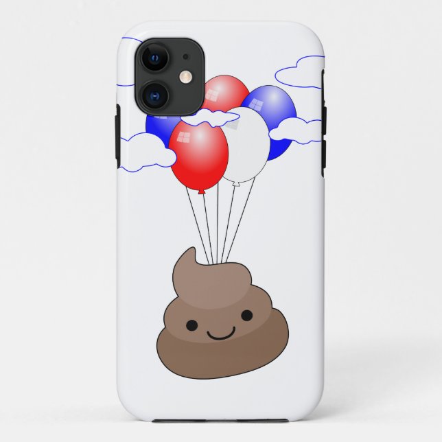 Poo Emoji Flying With Balloons Case-Mate iPhone Case (Back)