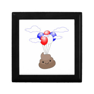 Poo Emoji Flying With Balloons Gift Box