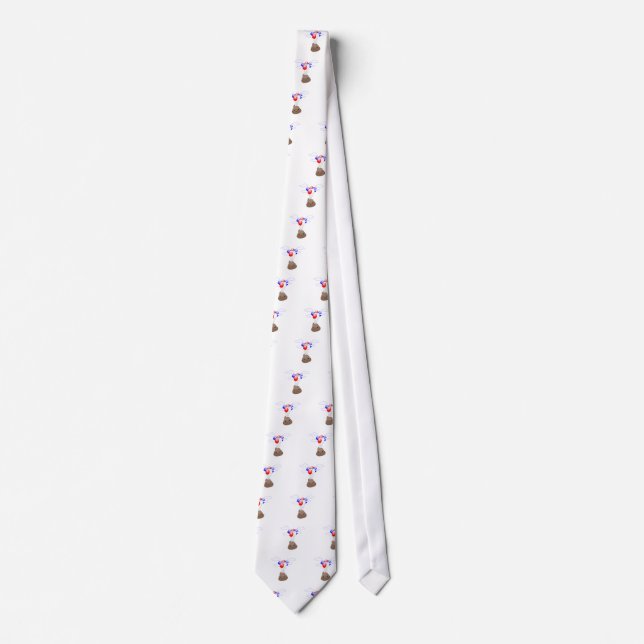 Poo Emoji Flying With Balloons Neck Tie (Front)