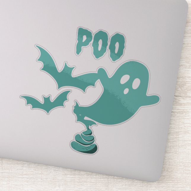 Poo Halloween Ghost Sticker (Detail)