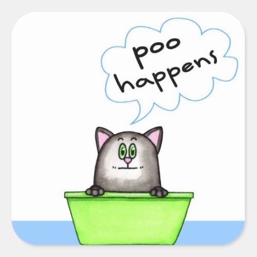 Poo Happens Cat Sticker