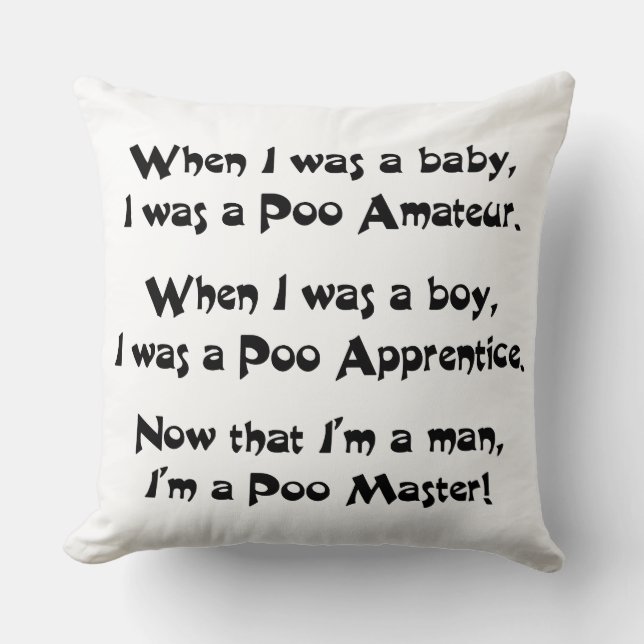 Poo Master Throw Pillow (Front)