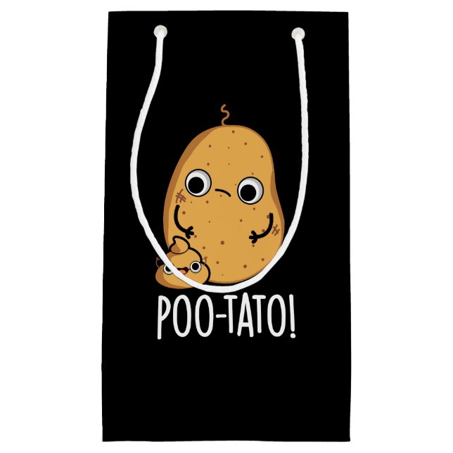 Poo-tato Funny Veggie Poop Pun Dark BG Small Gift Bag (Front)