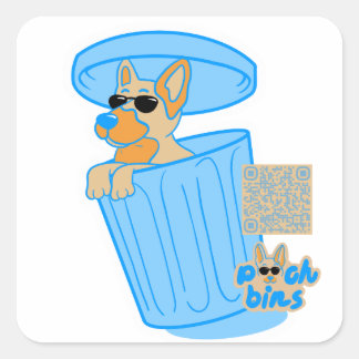 Pooch Bins German Shepherd Square Sticker