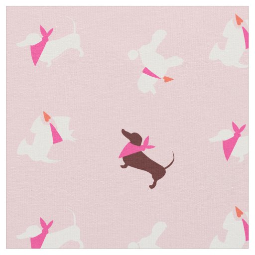 Pooches In Pink Rose Bud Fabric
