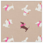 Pooches In Pink Swiss Mocha Fabric