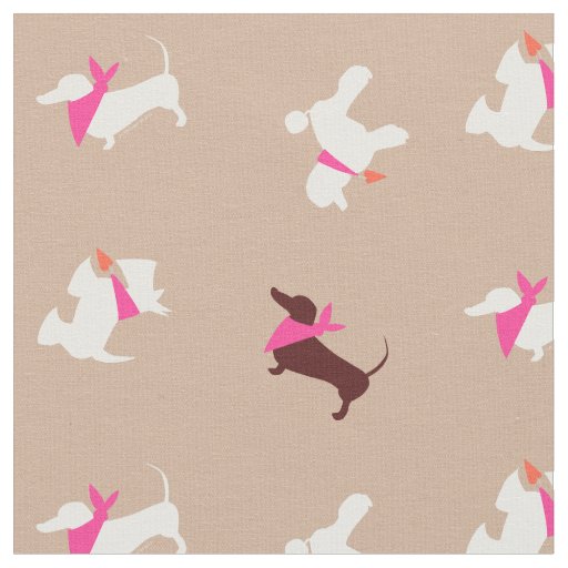Pooches In Pink Swiss Mocha Fabric