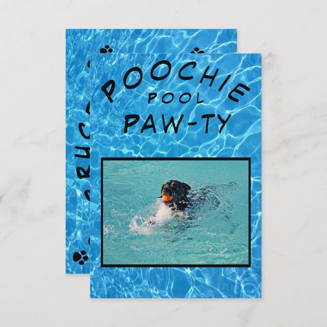 Poochie Pool Paw-ty Photo Birthday Invitation (Front/Back)