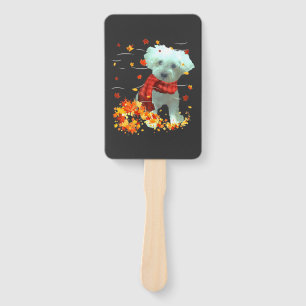 Poochon Fall Scarf - Dogs Autumn Leaves Hand Fan