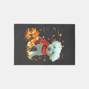 Poochon Fall Scarf - Dogs Autumn Leaves Rug