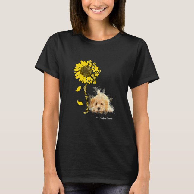 Poochon Puppy Yellow Sunflower T-Shirt (Front)