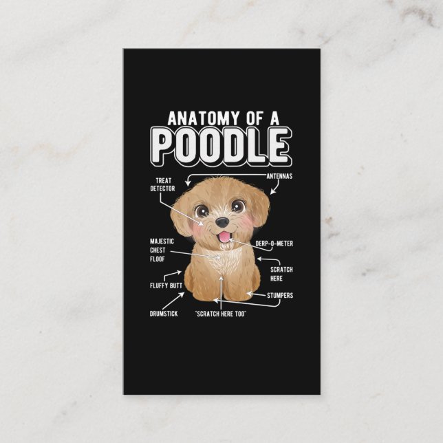 Poodle Anatomy Funny Dog Business Card (Front)