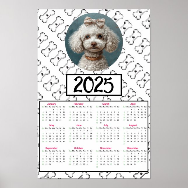 Poodle and Bones 2025 Calendar  Poster (Front)