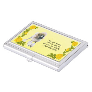 Poodle and Yellow Roses Business Card Holder