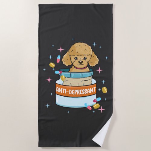 Poodle _ Antidepressant Beach Towel