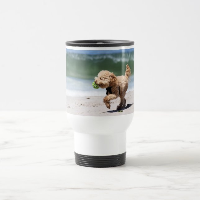 Poodle - Apricot - Poodle Play Travel Mug (Center)