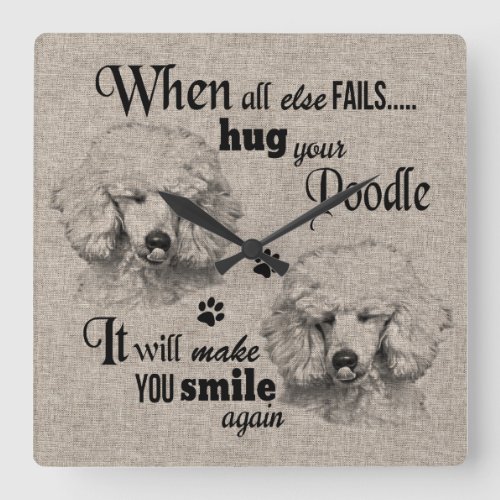 Poodle art when everything fails quote square wall clock