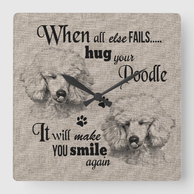Poodle art when everything fails quote square wall clock (Front)
