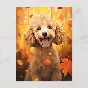 Poodle Autumn Thanksgiving  Postcard