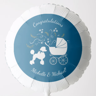Poodle Baby Shower Blue Balloon