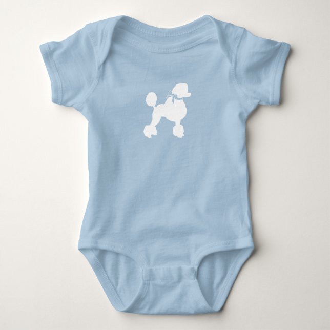 Poodle Baby Shower Blue Bodysuit (Front)
