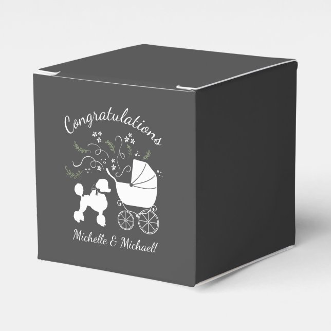 Poodle Baby Shower Puppy Favor Boxes (Front Side)