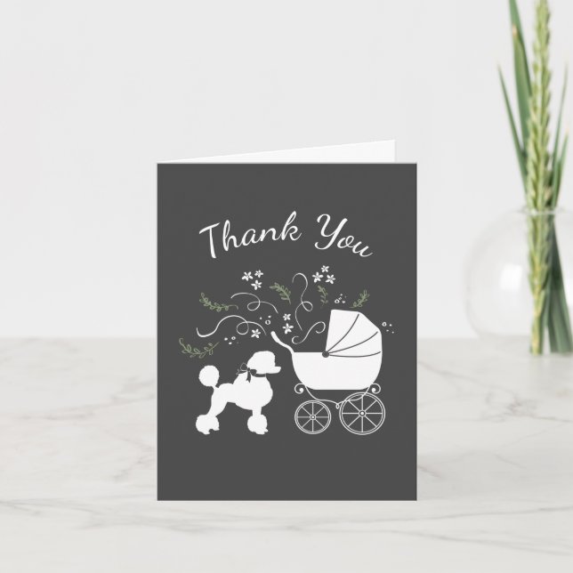 Poodle Baby Shower Puppy Thank You Card (Front)