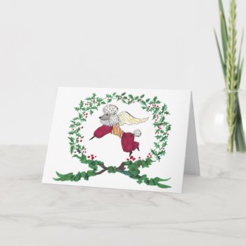 Poodle Barking For Joy! Holiday Card by edentities at Zazzle