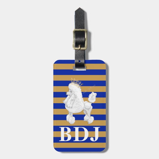 Poodle Behavior Monogram Luggage Tag (Front Vertical)