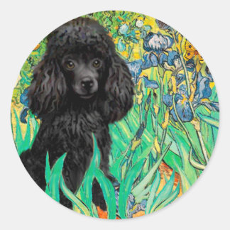 Poodle (black 1) - Irises Classic Round Sticker