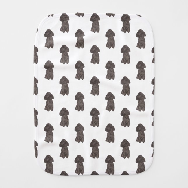 Poodle (Black) Baby Burp Cloth (Front)