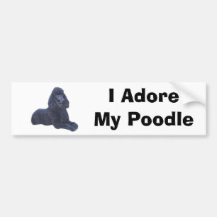 Poodle Black Bumper Sticker I Adore