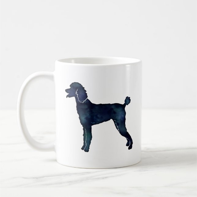 Poodle Black Watercolor Silhouette Coffee Mug (Left)